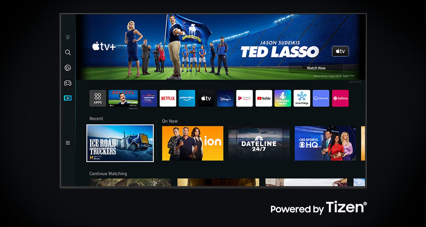 The new Smart Hub UI is displayed to show a wide variety of OTT services and content being serviced.