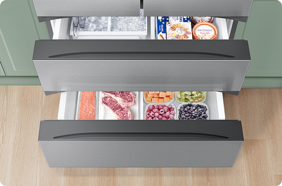 RF6500C has 2 freezer drawers and the drawers are open.
