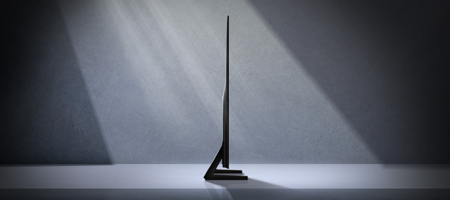 Side profile of Samsung OLED demonstrating the sleek Contour Design.