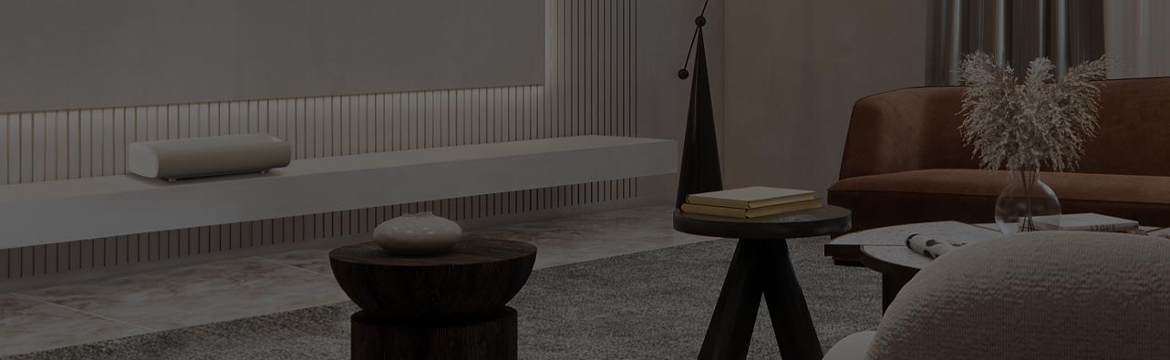 The Premiere blends seamlessly into a modern living space with various furniture and decor.