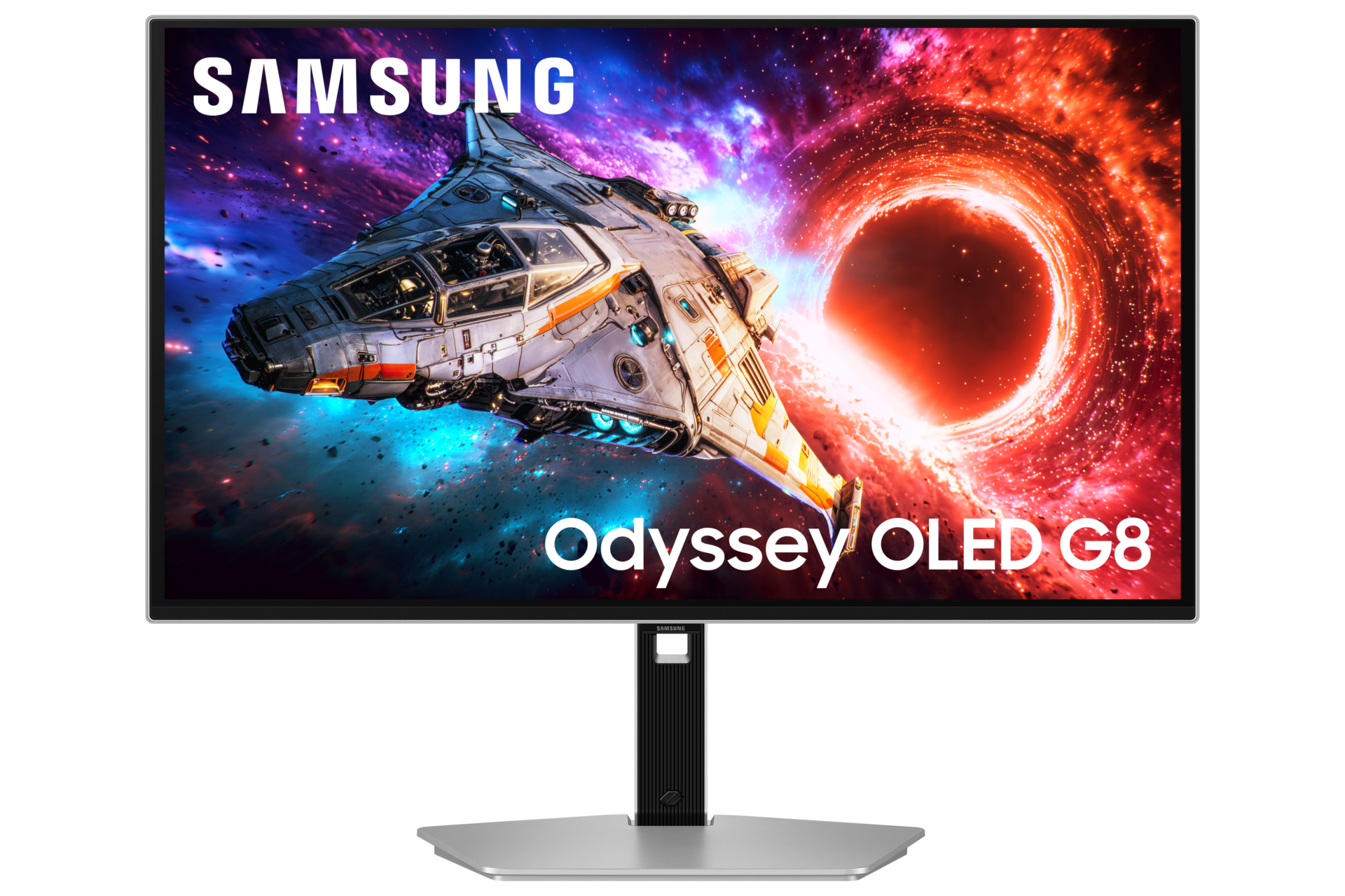 27/32 Inch Odyssey OLED G8 G80SH 4K 240Hz Gaming Monitor Front2 Silver 