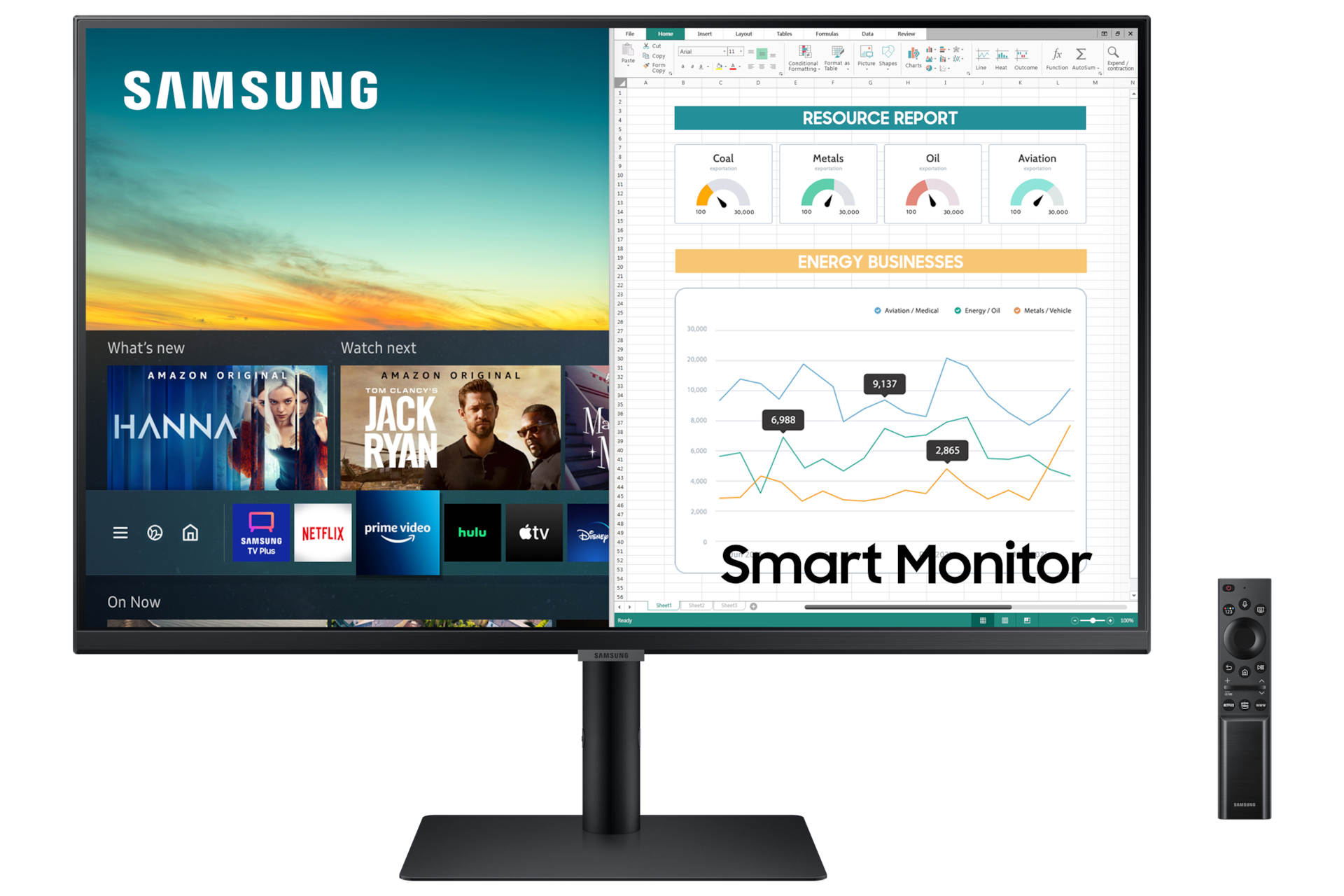 Image of Samsung Smart Monitor With Smart TV Apps and Ergonomic Design