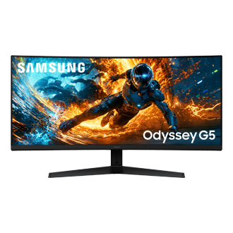 34 Inch Odyssey G5 G55H Ultra WQHD 180Hz Gaming Monitor Front2 Black 