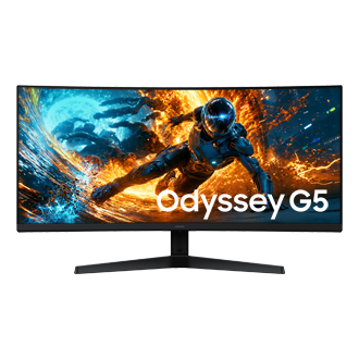 34 Inch Odyssey G5 G55H Ultra WQHD 180Hz Gaming Monitor Front Black 
