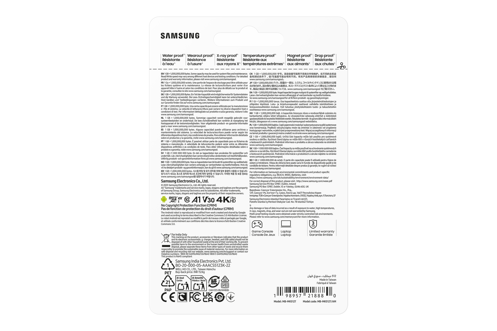 microSD Express Card P9 Express Back-PKG White 