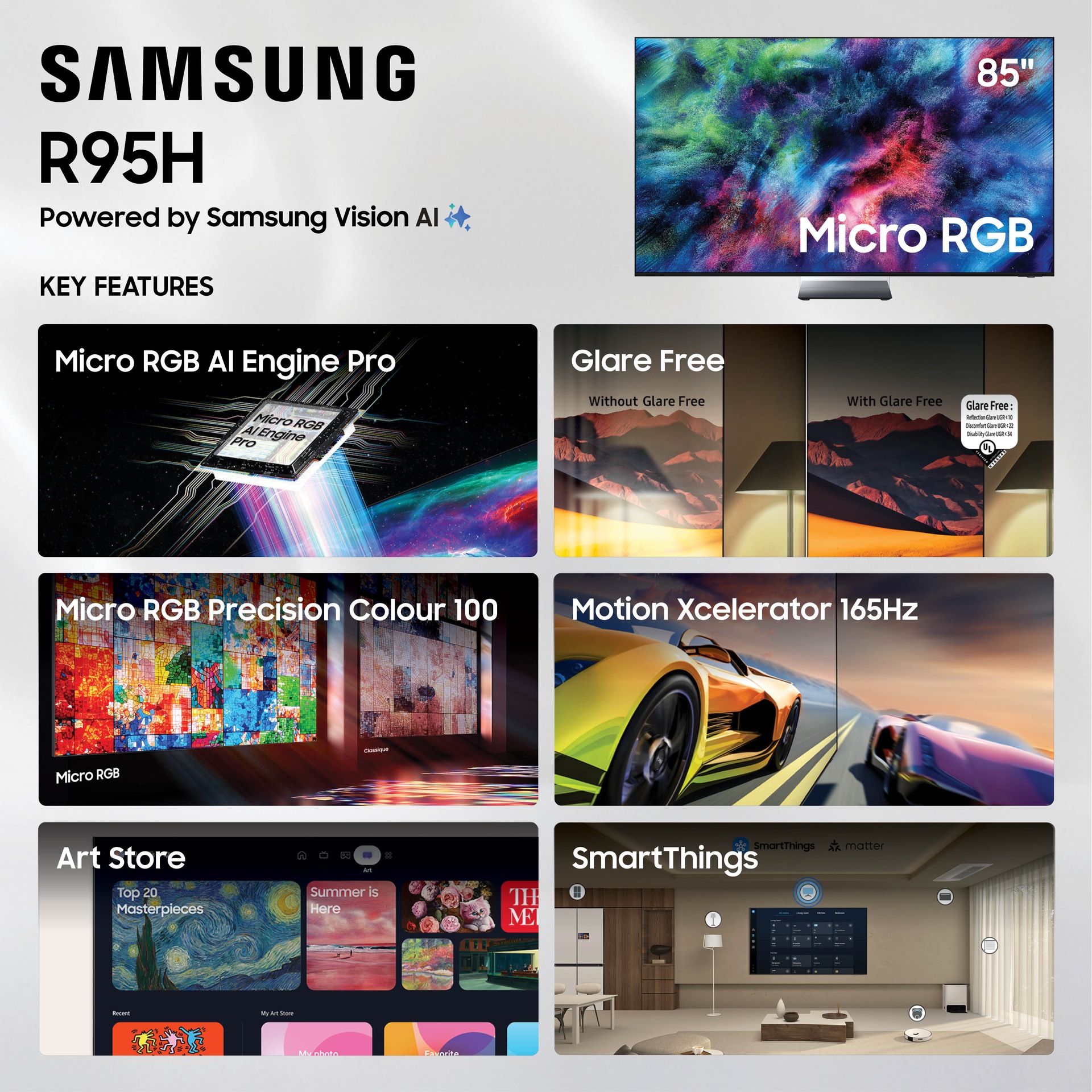 85" Micro RGB R95H 4K Samsung Vision AI Smart TV (2026) Black