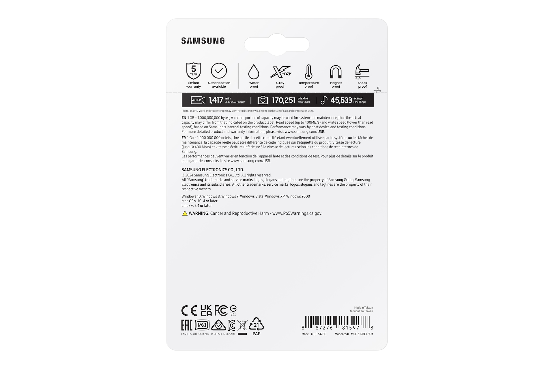 Samsung BAR Plus USB 3.1 Flash Drive Grey (256GB) | Samsung Canada