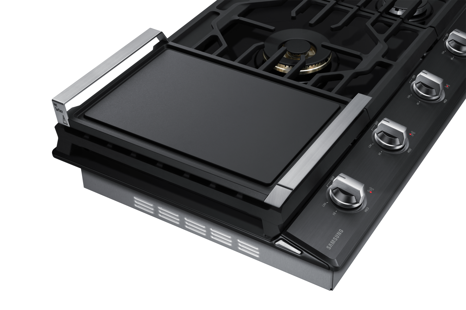 36 Inch Black Gas Cooktop: NA36N7755TG | Samsung Canada 36 5-Burner Smart Gas Cooktop with 22K BTU Dual Power Burner + Griddle... 