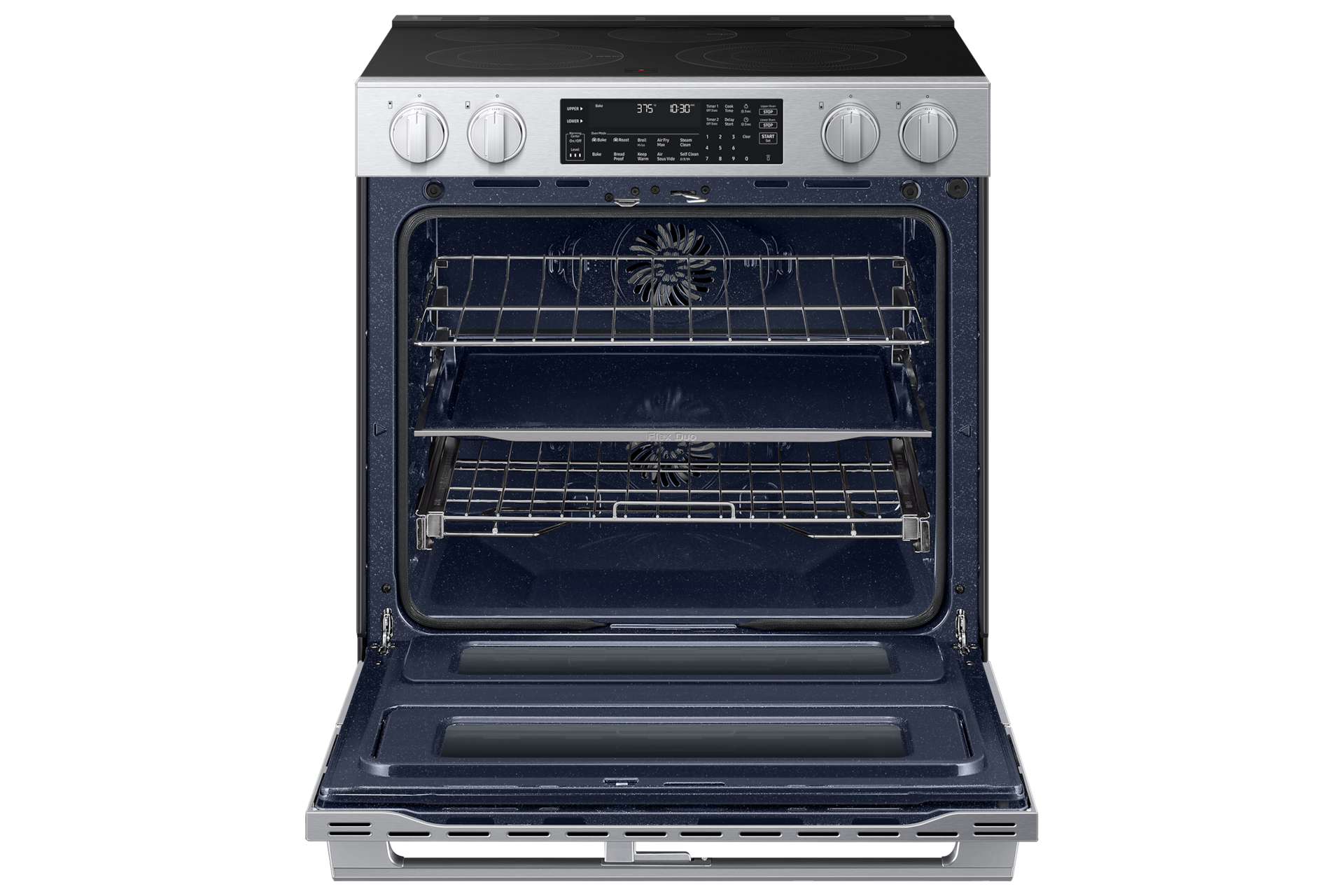 Electric Slide-In Range 90H Flex Duo™ | True Convection with Air Fry Max | Illuminated Precision Knobs 6.3 cu.ft.