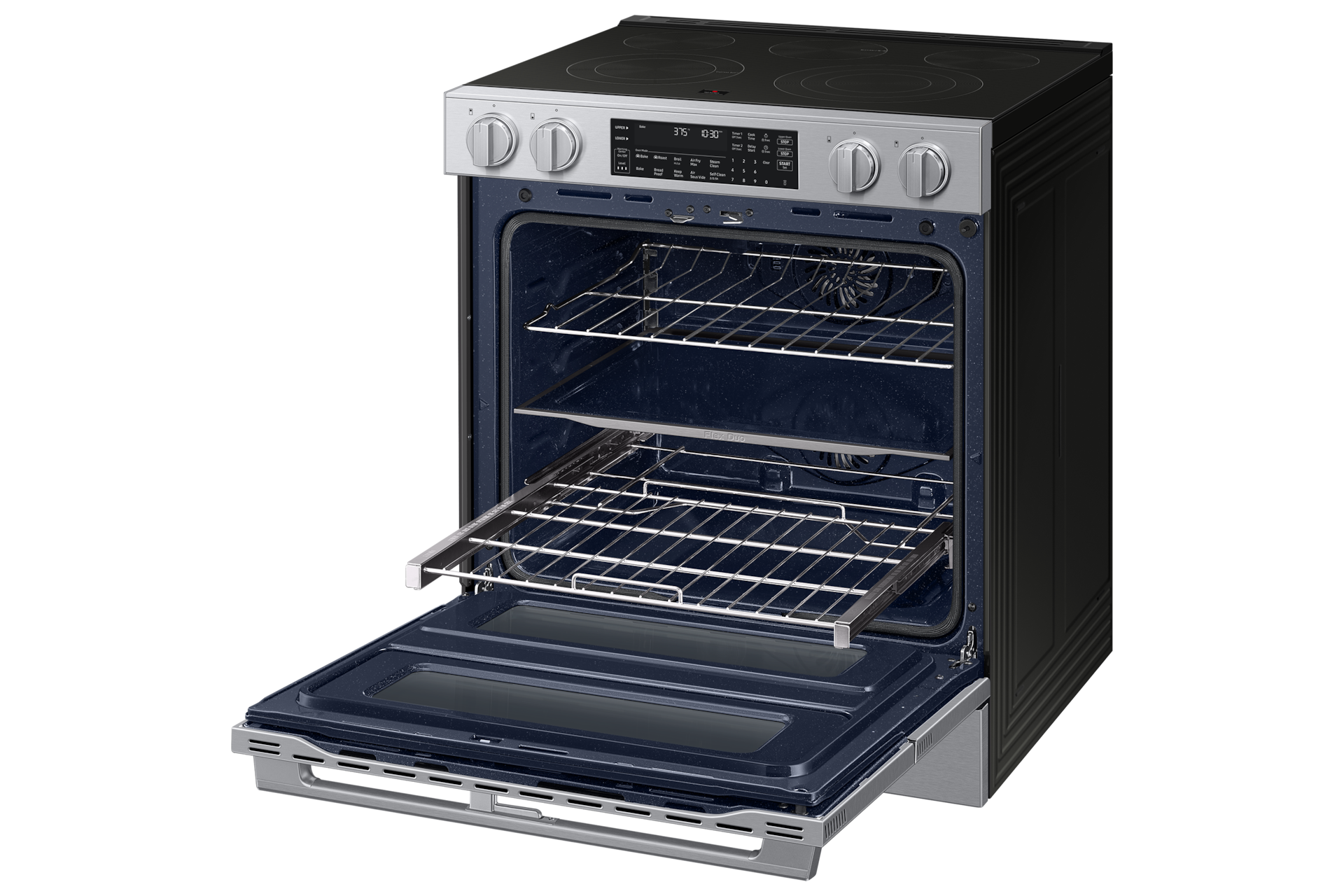 Electric Slide-In Range 90H Flex Duo™ | True Convection with Air Fry Max | Illuminated Precision Knobs 6.3 cu.ft.