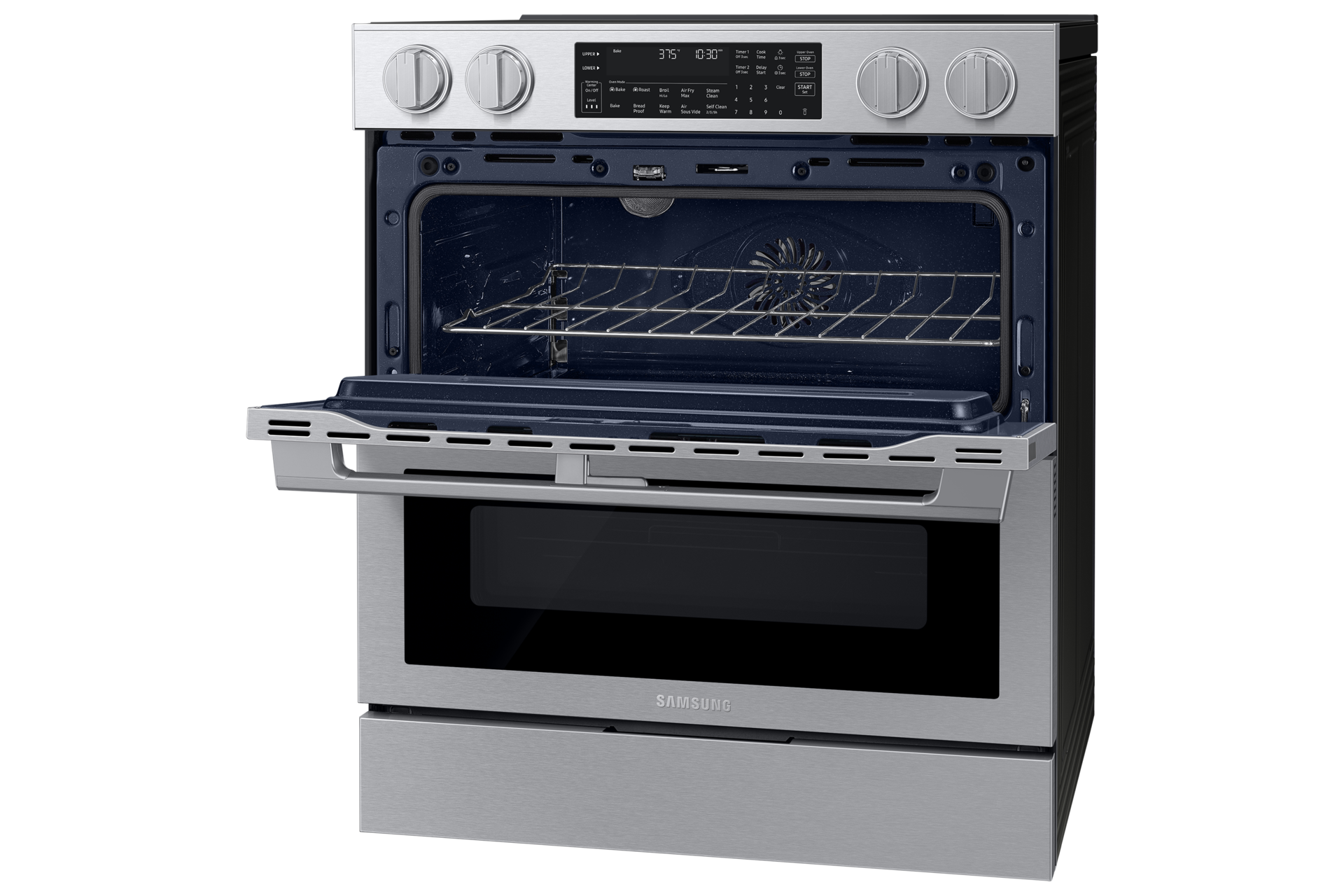 Electric Slide-In Range 90H Flex Duo™ | True Convection with Air Fry Max | Illuminated Precision Knobs 6.3 cu.ft.