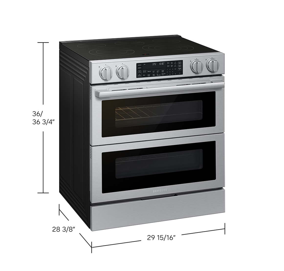 Electric Slide-In Range 90H Flex Duo™ | True Convection with Air Fry Max | Illuminated Precision Knobs 6.3 cu.ft. Silver