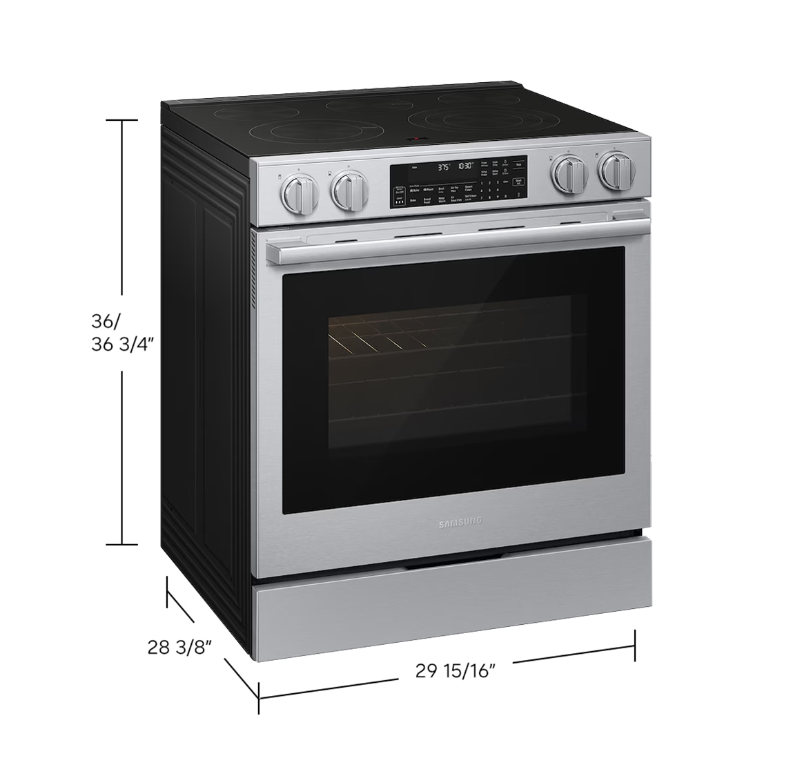 Electric Slide-In Range True Convection with Air Fry Max | Air Sous Vide | Soft Closing Door 6.3 cu.ft. Silver