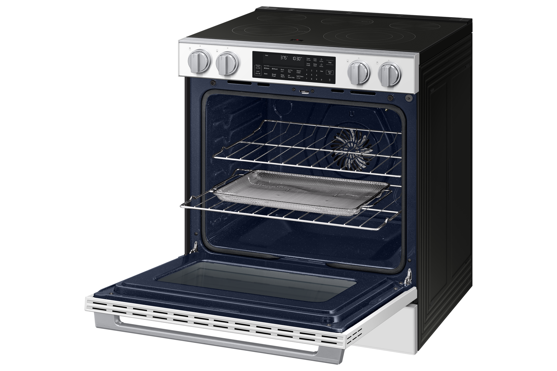 NSE90H/30 Air Fry Max and Pro-Style Design 6.3 cu.ft R-Perspective-Open-Rack White 