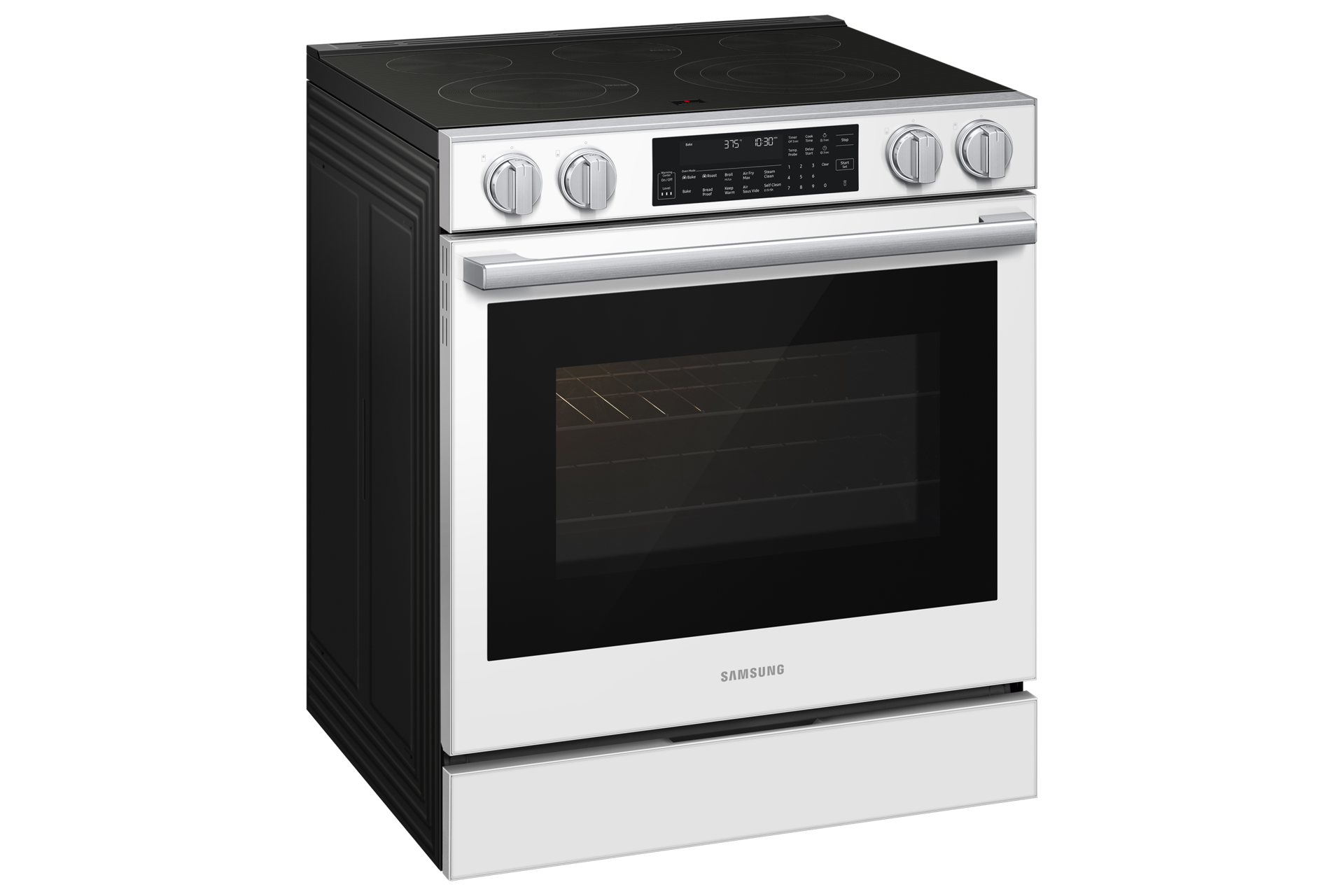 NSE90H/30 Air Fry Max and Pro-Style Design 6.3 cu.ft L-Perspective White 