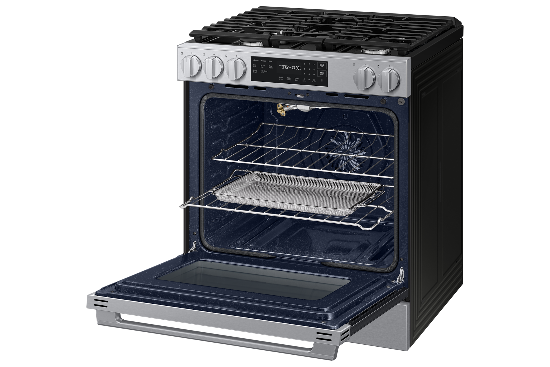 NSG70H/30 Air Fry Max and Pro-Style Design 6.0 cu. ft R-Perspective-Open-Rack Silver 