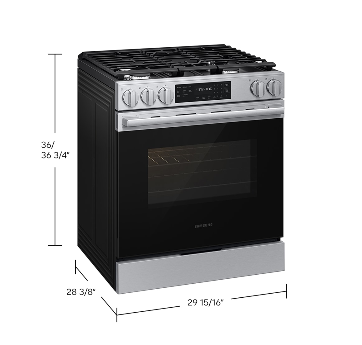 Gas Slide-In Range True Convection with Air Fry Max (w/ Tray) | Self Clean 6.0 cu.ft. Silver