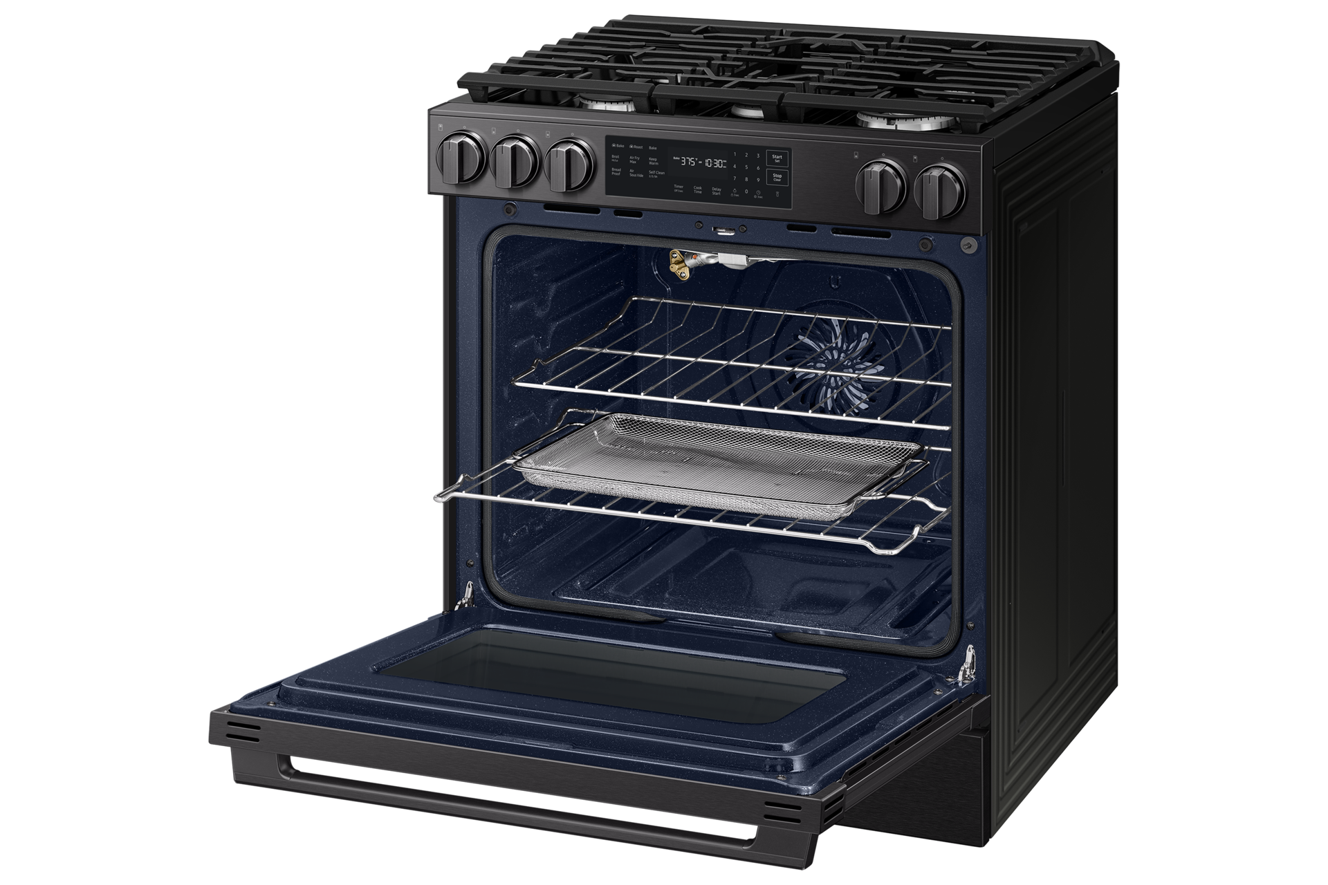 NSG80H/30 Air Fry Max and Pro-Style Design 6.0 cu.ft. R-Perspective-Open-Rack Black 