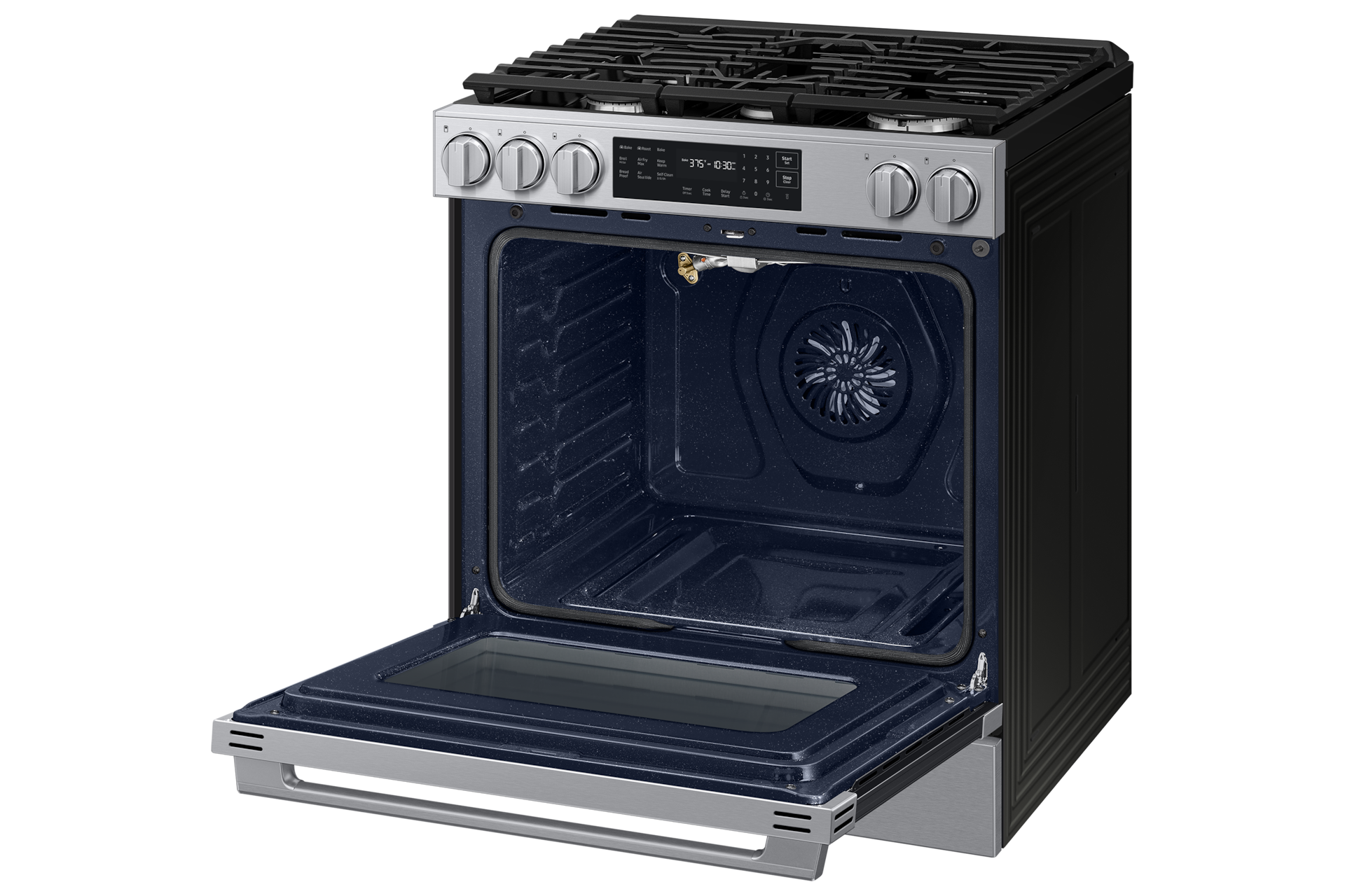 NSG80H/30 Air Fry Max and Pro-Style Design 6.0 cu.ft. R-Perspective-Open Silver 