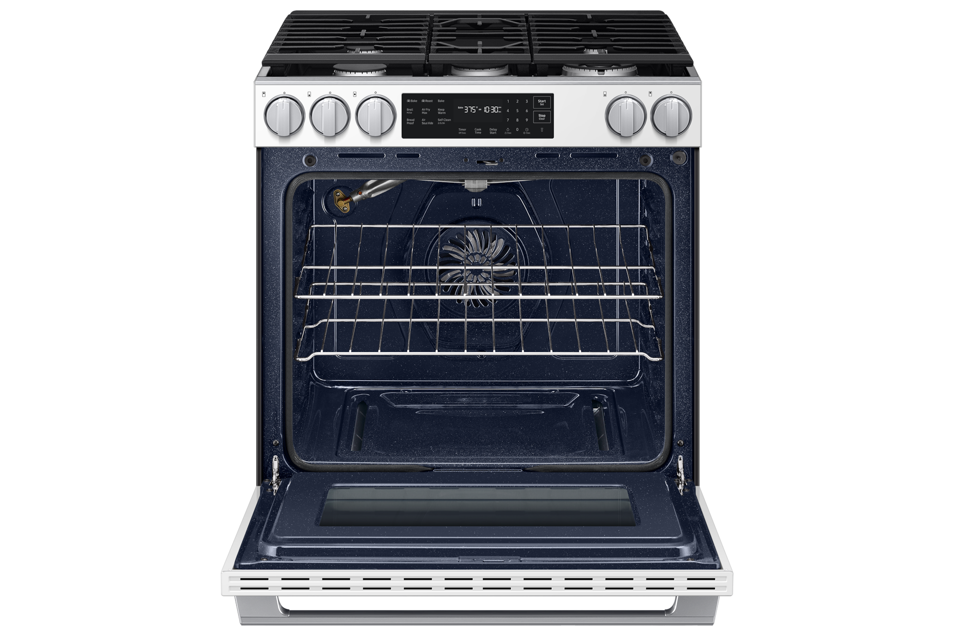 Gas Slide-In 6.0 cu.ft. 80H | True Convection with Air Fry Max, Air Sous Vide, 18K Dual BTU Front-Open White 