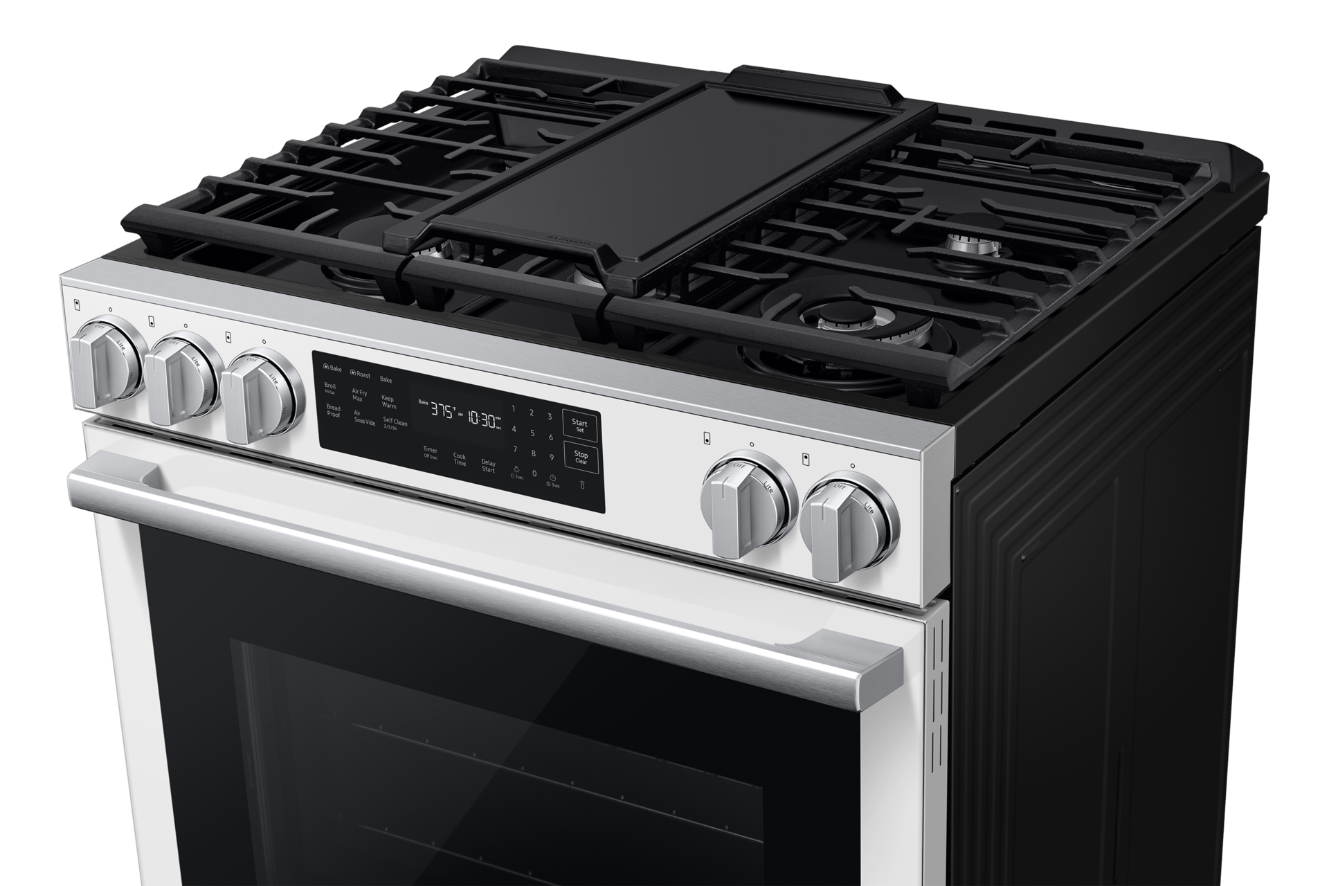 Gas Slide-In 6.0 cu.ft. 80H | True Convection with Air Fry Max, Air Sous Vide, 18K Dual BTU Detail1 White 