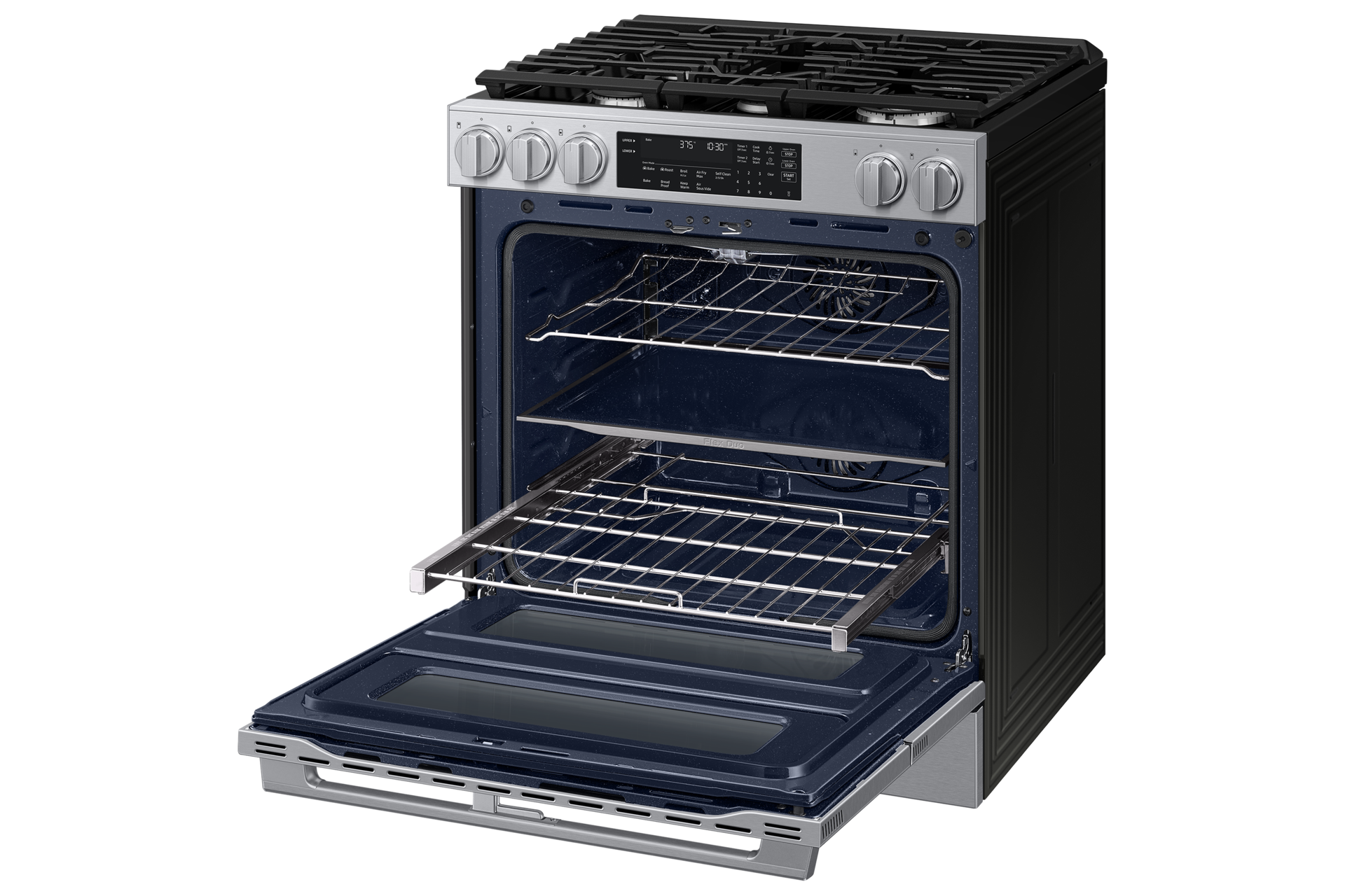 NSG90H/30_NSG90H60DRAA Air Fry Max and Pro-Style Design 6.0 cu.ft. R-Perspective-Open-Rack Silver 