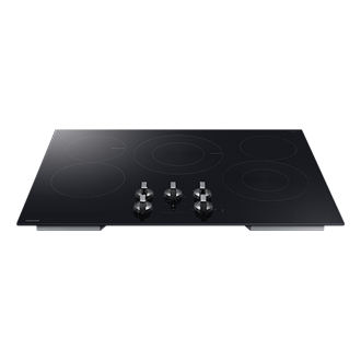 30inch E-Star Radient Cooktop 6Series with Illuminated Knobs Front-Perspective Black 
