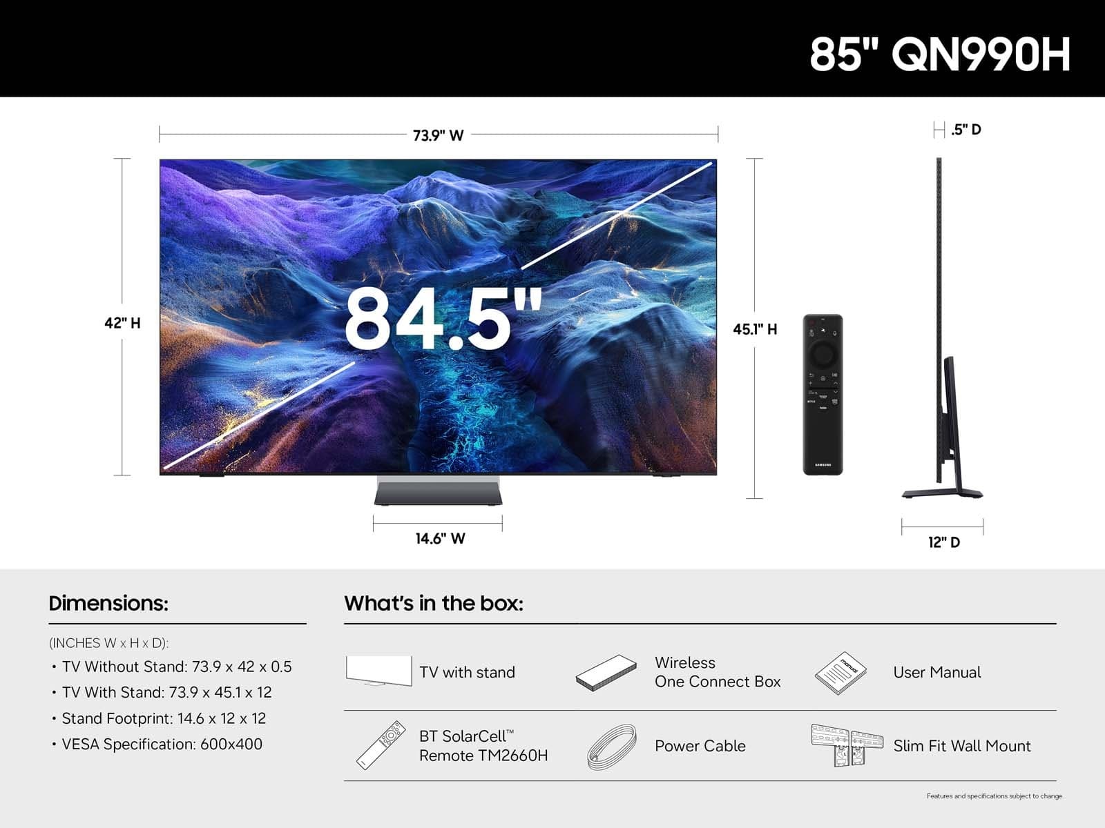 85" Neo QLED QN990H 8K Samsung Vision AI Smart TV (2026) Graphite