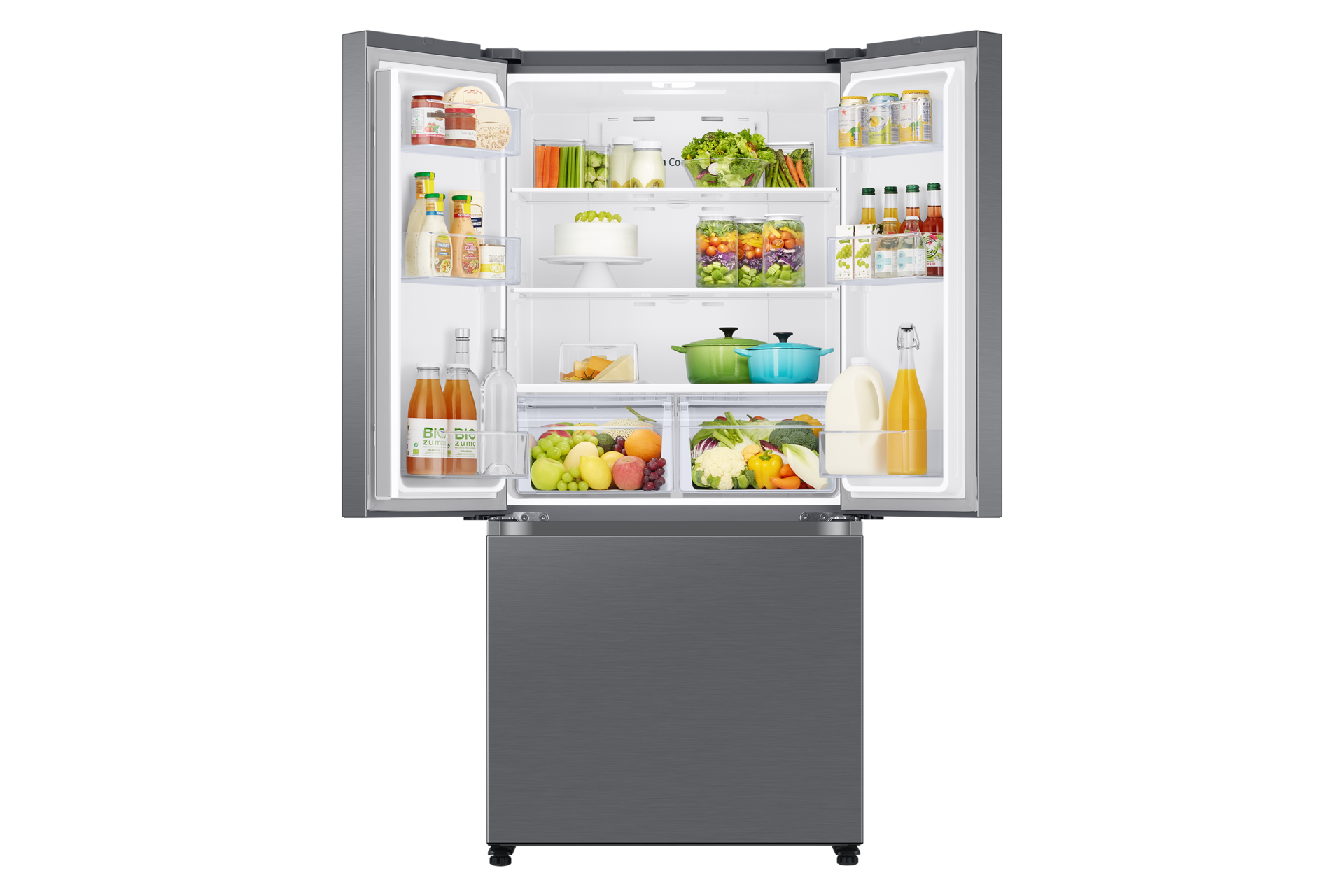 Samsung 18 cu. ft. Smart Counter Depth 3-Door French Door Refrigerator in Fingerprint Resistant Stainless Look(RF18A5101S9/AA) on Fridge.com