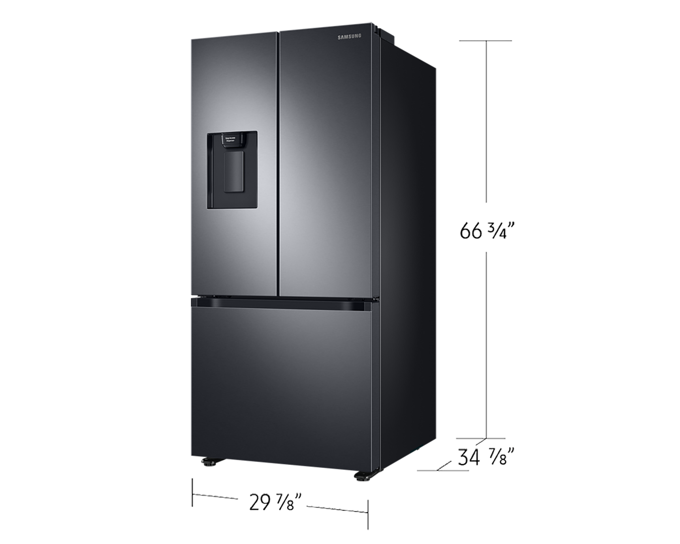 3-Door French Door Refrigerator RF40 | Water Dispenser 22 cu. Ft. Black