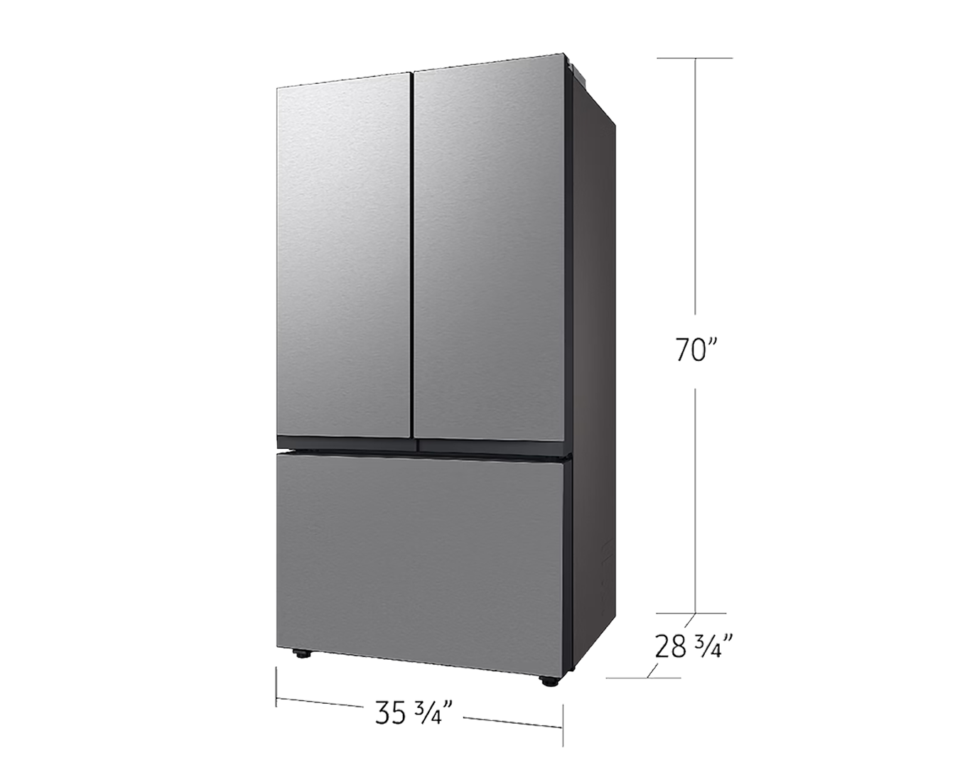 36" Bespoke Counter-Depth 3 Door French Door Refrigerator with Autofill Pitcher Silver