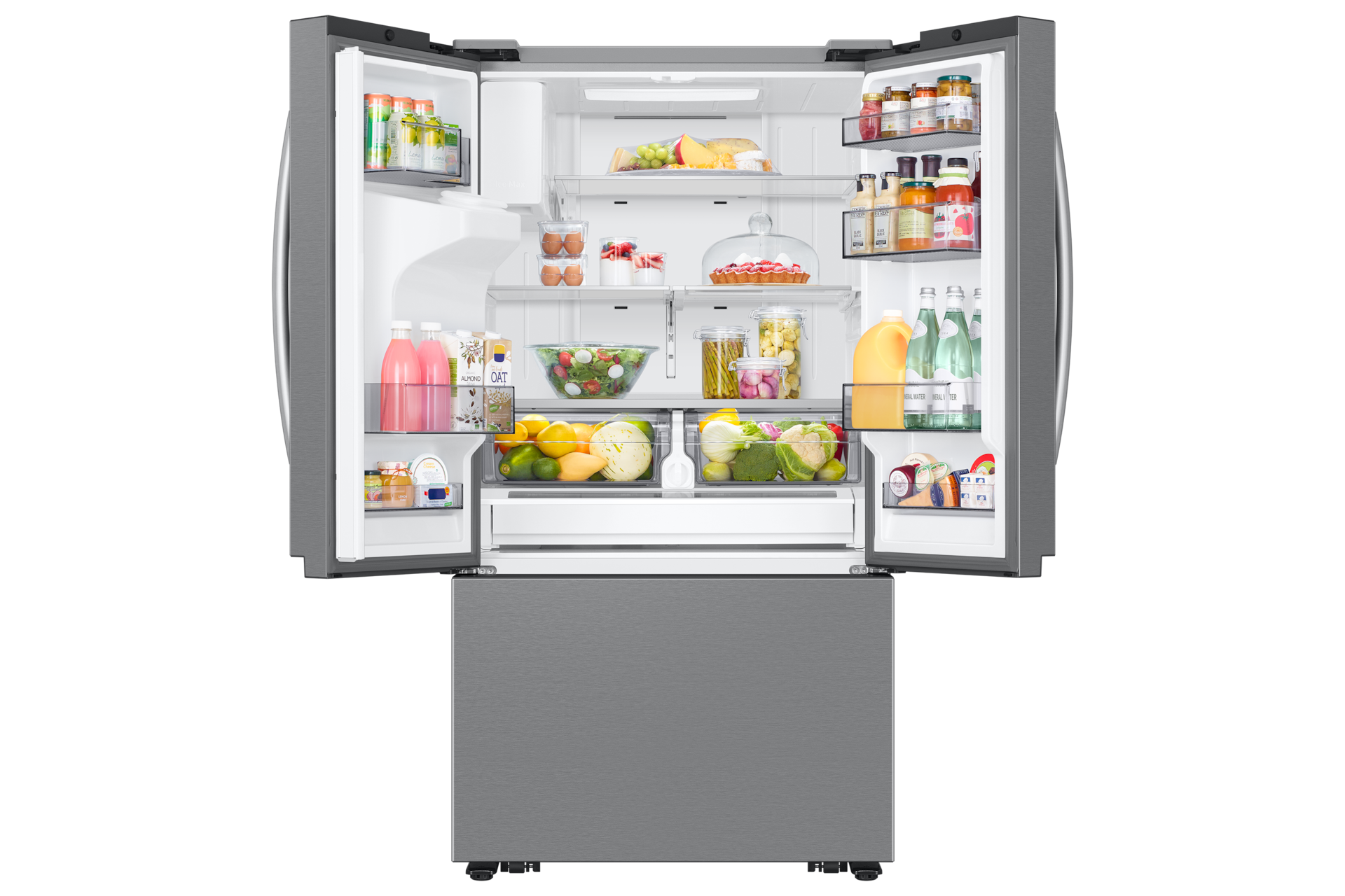 French Door Dispenser Family Hub 25.5 cu.ft Front-Open-With-Food Silver 
