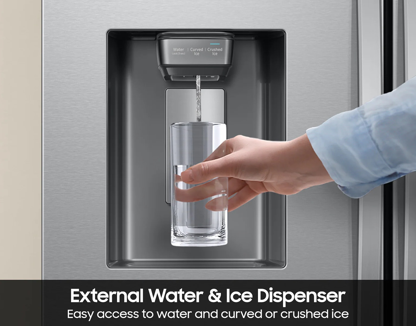 Bespoke AI 3-Door French Door Refrigerator RF60 Jumbo External Water & Ice Dispenser 26 Cu.ft. Silver