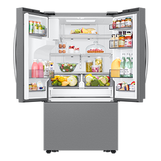French Door Dispenser Family Hub 25.5 cu.ft Front-Open-With-Food Silver 