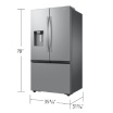 Bespoke AI 3-Door French Door Refrigerator RF60 Jumbo External Water & Ice Dispenser 26 Cu.ft. Silver