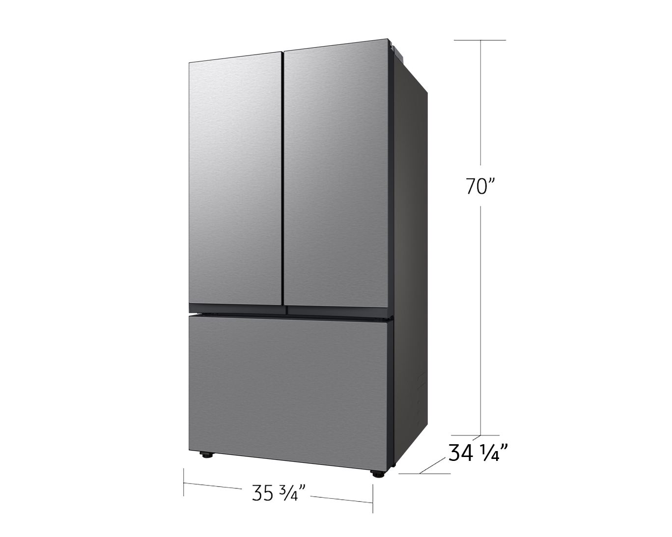 36" Bespoke AI 3 Door French Door Refrigerator with Autofill Pitcher Stainless Steel