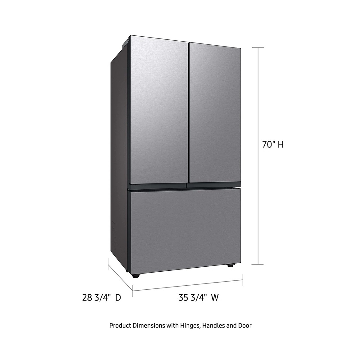 Bespoke AI 3-Door French Door Refrigerator RF80 | Beverage Center™ | Dual Ice Maker 30 cu.ft. Stainless Steel