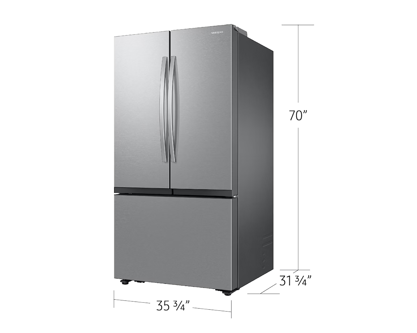 36" 3-Door French Door Refrigerator with All-Around Cooling and Dual Ice Maker Stainless Steel