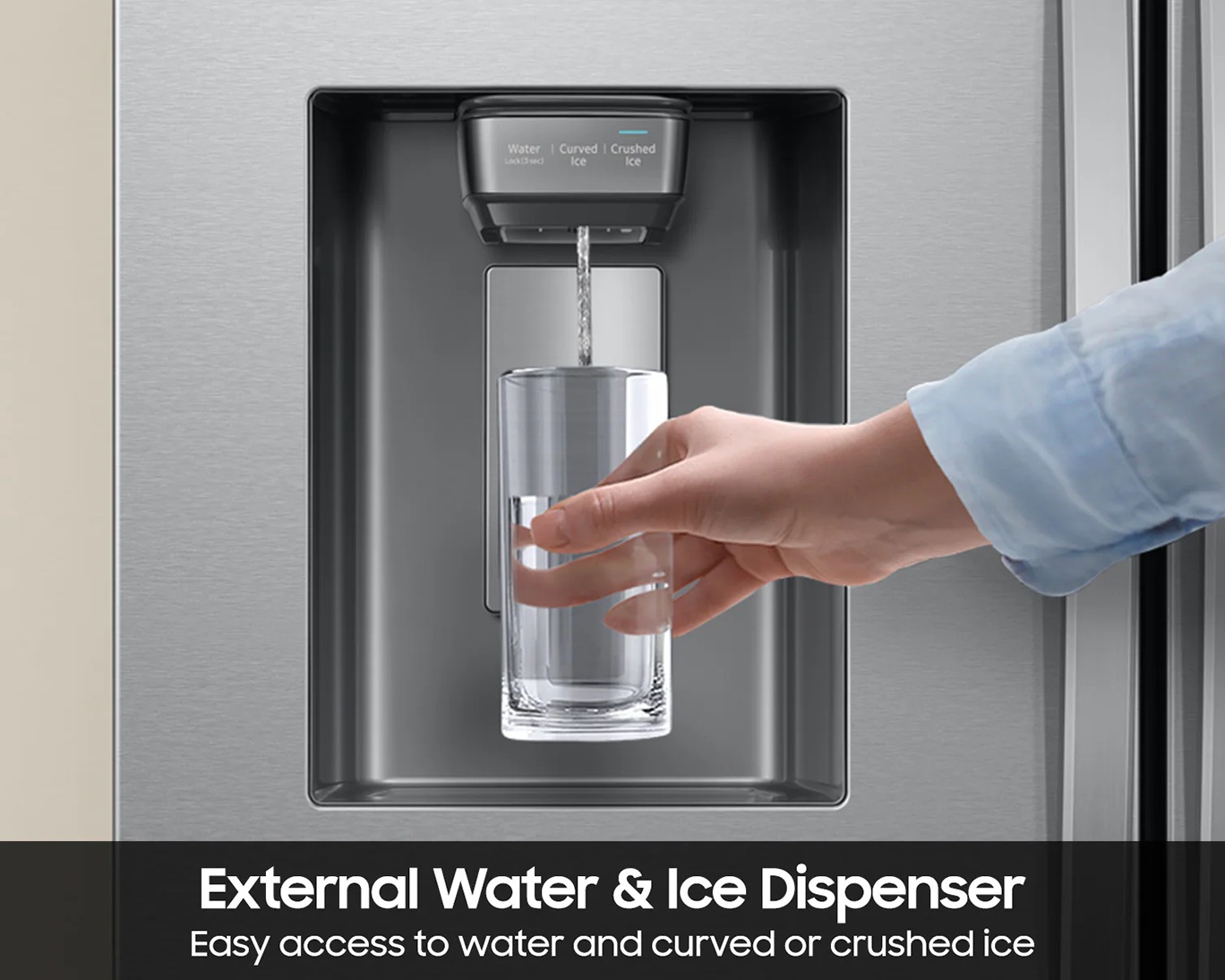 Bespoke AI 3-Door French Door Refrigerator RF60 Jumbo Mega Capacity External Water & Ice Dispenser 31 cu.ft. Silver
