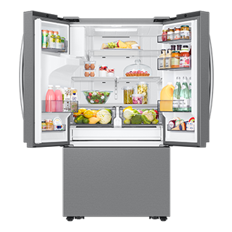 French Door Dispenser Family Hub 25.5 cu.ft Front-Open-With-Food Silver 
