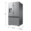 Bespoke AI 3-Door French Door Refrigerator RF60 Jumbo Mega Capacity External Water & Ice Dispenser 31 cu.ft. Silver