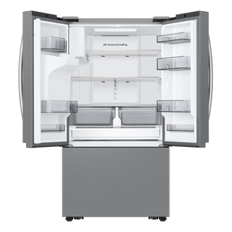 RF6500CC 3Door French Door Refrigerators with Large Capacity with SpaceMax™ Technology and Auto Ice Maker - Sphere Ice Front-Open Silver 