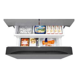 RF6500CC 3Door French Door Refrigerators with Large Capacity with SpaceMax™ Technology and Auto Ice Maker - Sphere Ice Freezer-Dynamic Silver 