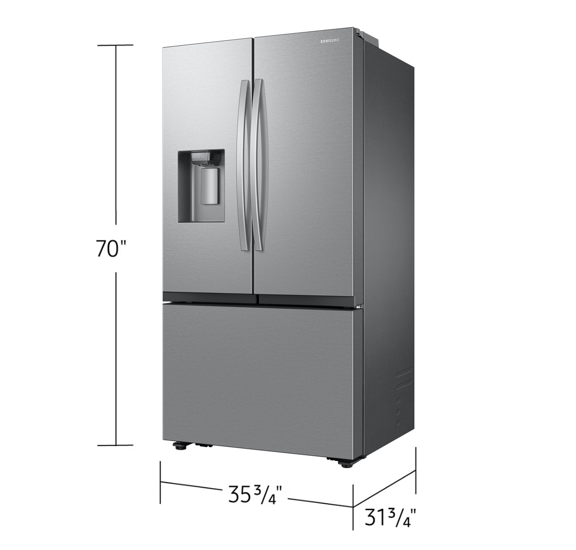 Bespoke AI 3-Door French Door Refrigerator RF60 Jumbo S | External Water & Ice Dispenser | Sphere Ice™ 26 cu.ft. Silver