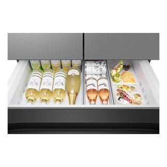 RF90F/36 French Door Refrigerators with Dual Auto Ice Maker Mid-Drawer-Open-Wine Stainless Steel 