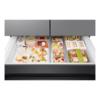 RF90F/36 French Door Refrigerators with Dual Auto Ice Maker Mid-Drawer-Open-Deli Stainless Steel 
