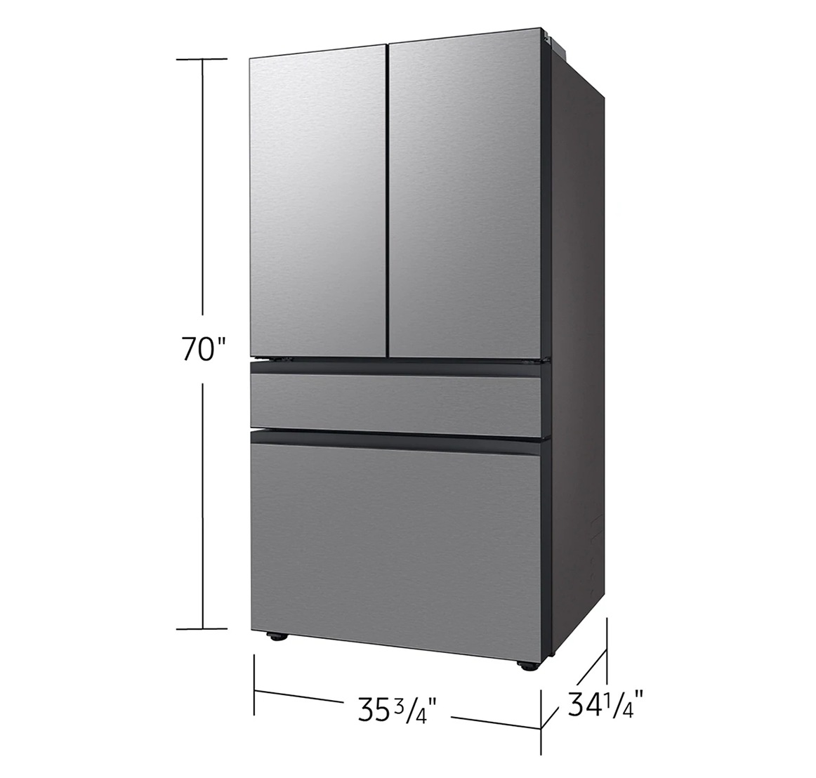 Bespoke AI 4-Door French Door Refrigerator RF80 Charm S | FlexZone™ | Sphere Ice™ 29 cu.ft. Stainless Steel
