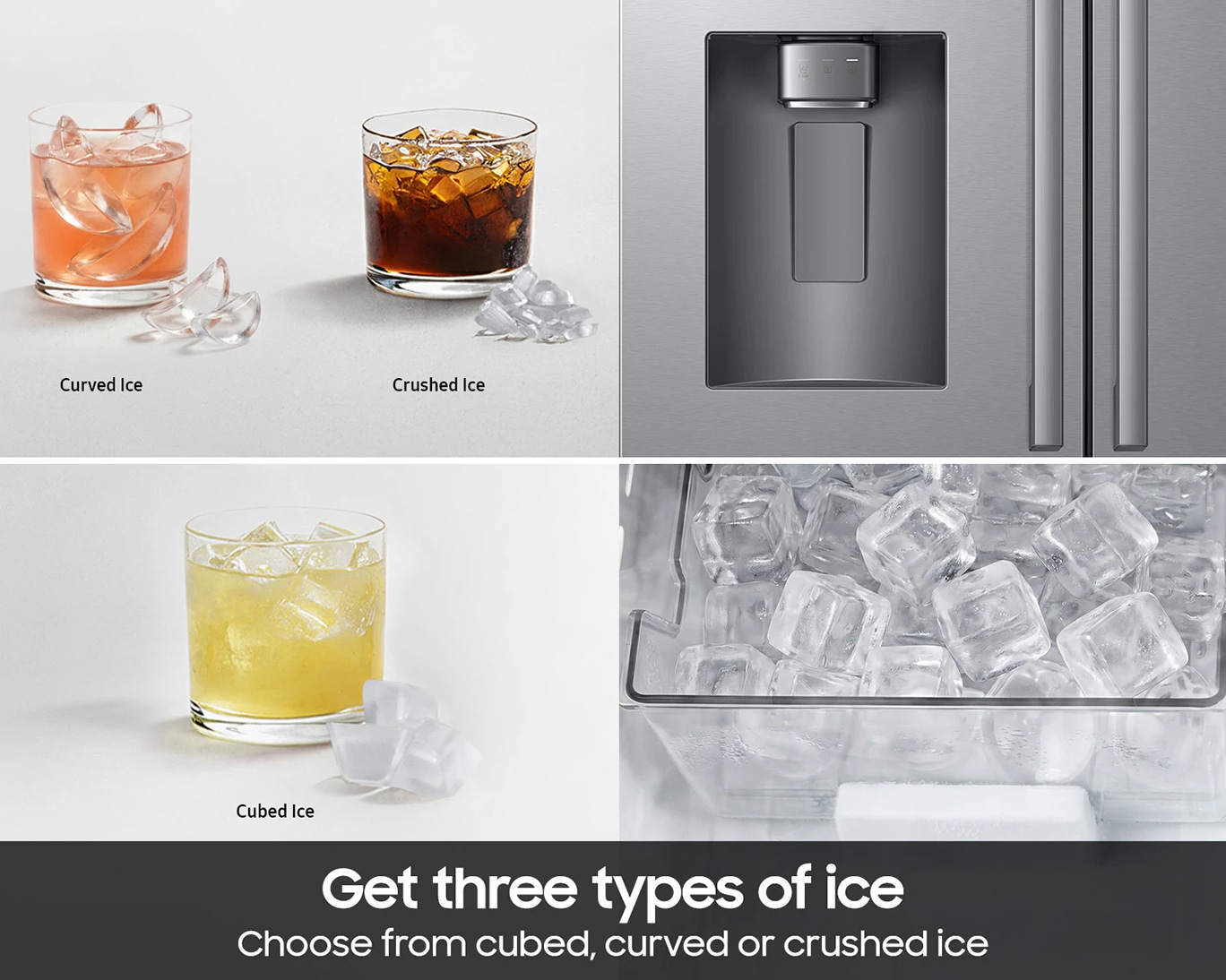 Bespoke AI 3-Door French Door Refrigerator RF70 Host Zero Clearance Fit External Water & Ice Dispenser 24 cu.ft. Silver