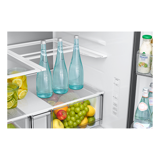 French Door Zero clearance fit with SpaceMax 28.5 cu.ft Slide-in-Shelf-Food Silver 