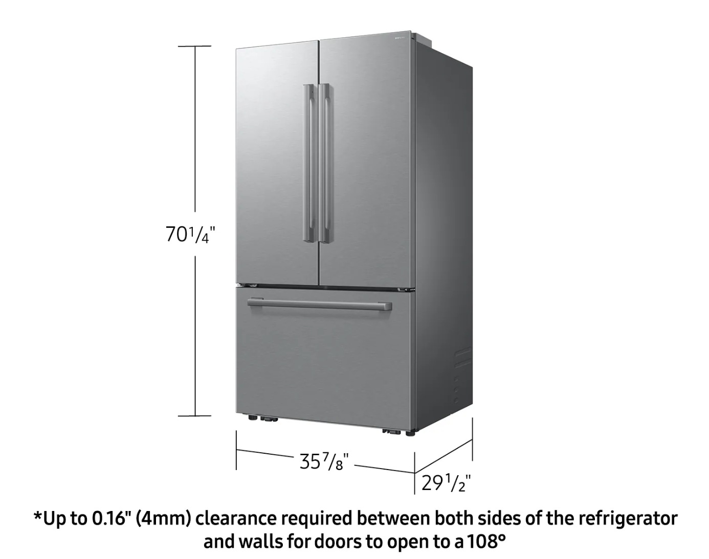 Bespoke AI 3-Door French Door Refrigerator RF70 Sleek Zero Clearance Fit In-Door Tall Dispenser 24 cu.ft. Silver